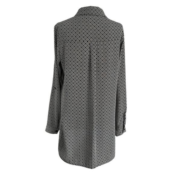 Pleione Black/Multicolor Geometric Collared Shirt Women's Size XS | 26-36 - Picture 2 of 6